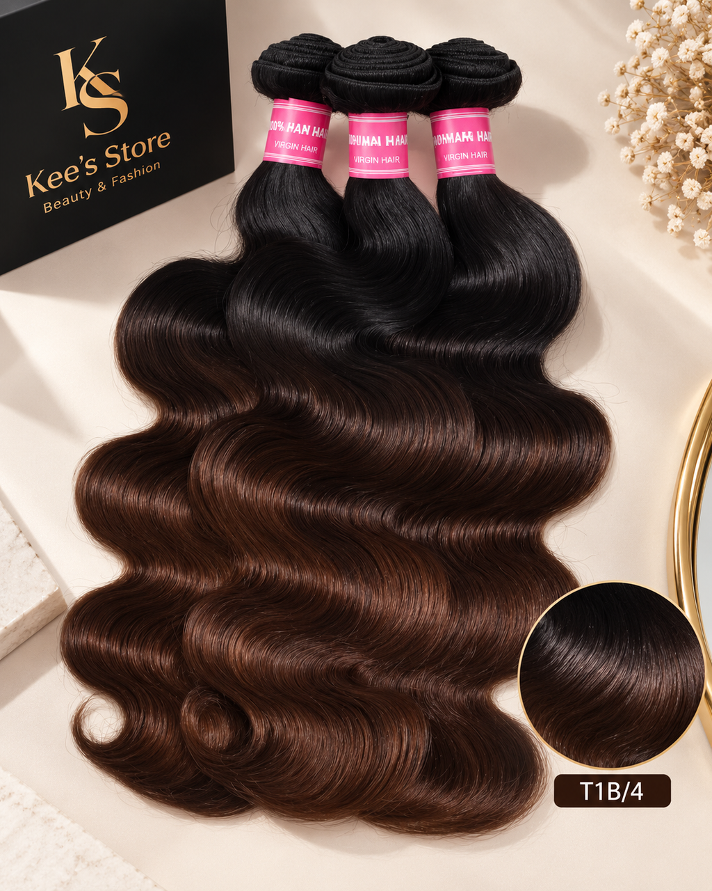 Bundles- Extensions Body Wave T1B/4  Cheveux vierges vietnamiens ( 100% Humais)