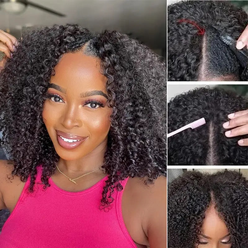 U Part Afro Curly Wig