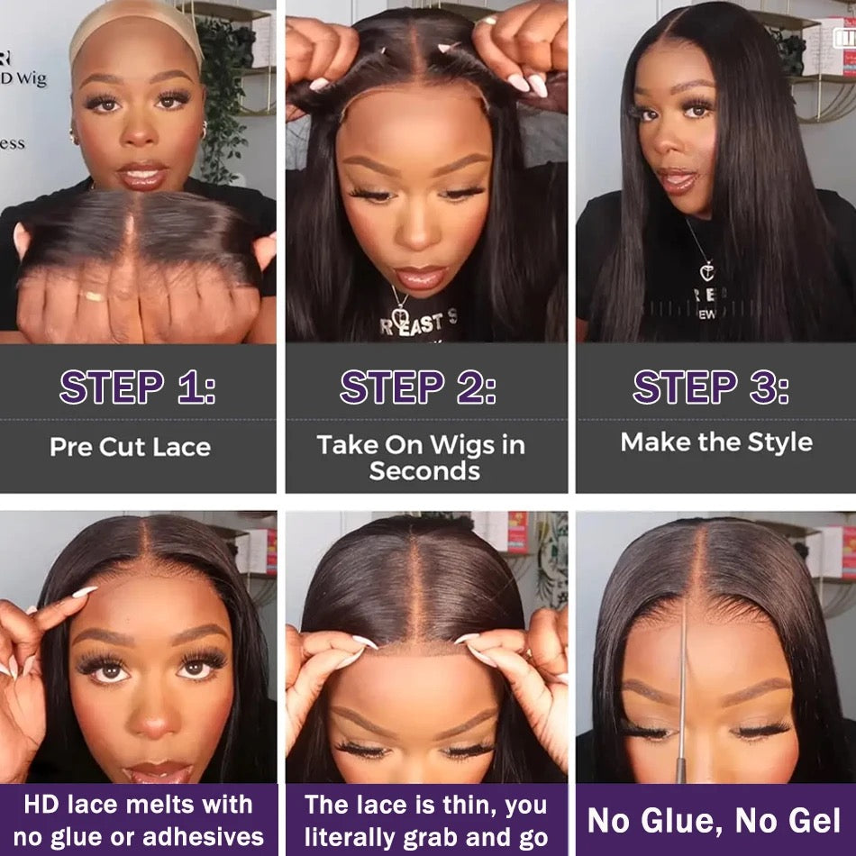 Glueless wig human bob straight