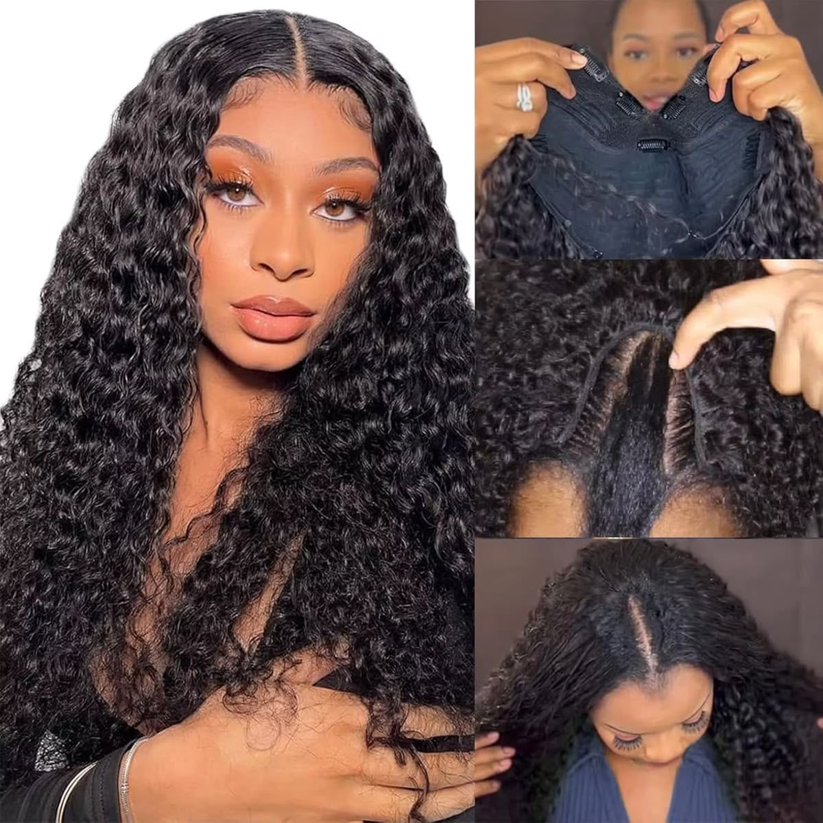 Perruque U-Part en Cheveux Vierges – Ondulation Deep Wave (20 pouces)