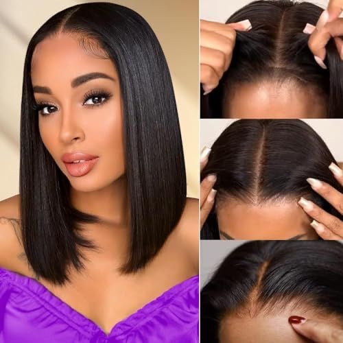 Glueless wig human bob straight