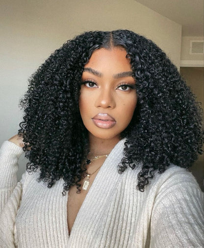 Afro  curly 4*4 glueless wig