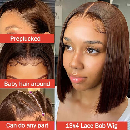Darker 14-inch Bob Straight Hair Full Frontal