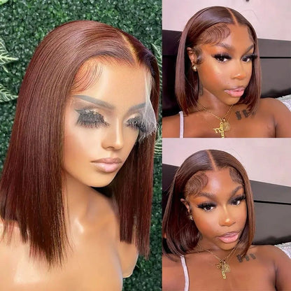 Darker 14-inch Bob Straight Hair Full Frontal