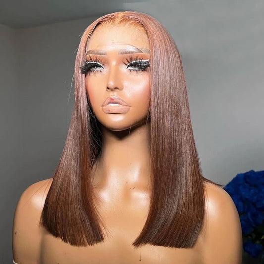 Darker 14-inch Bob Straight Hair Full Frontal