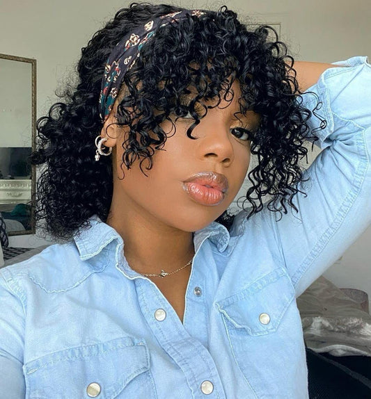Bangs Wig Kinky Curly